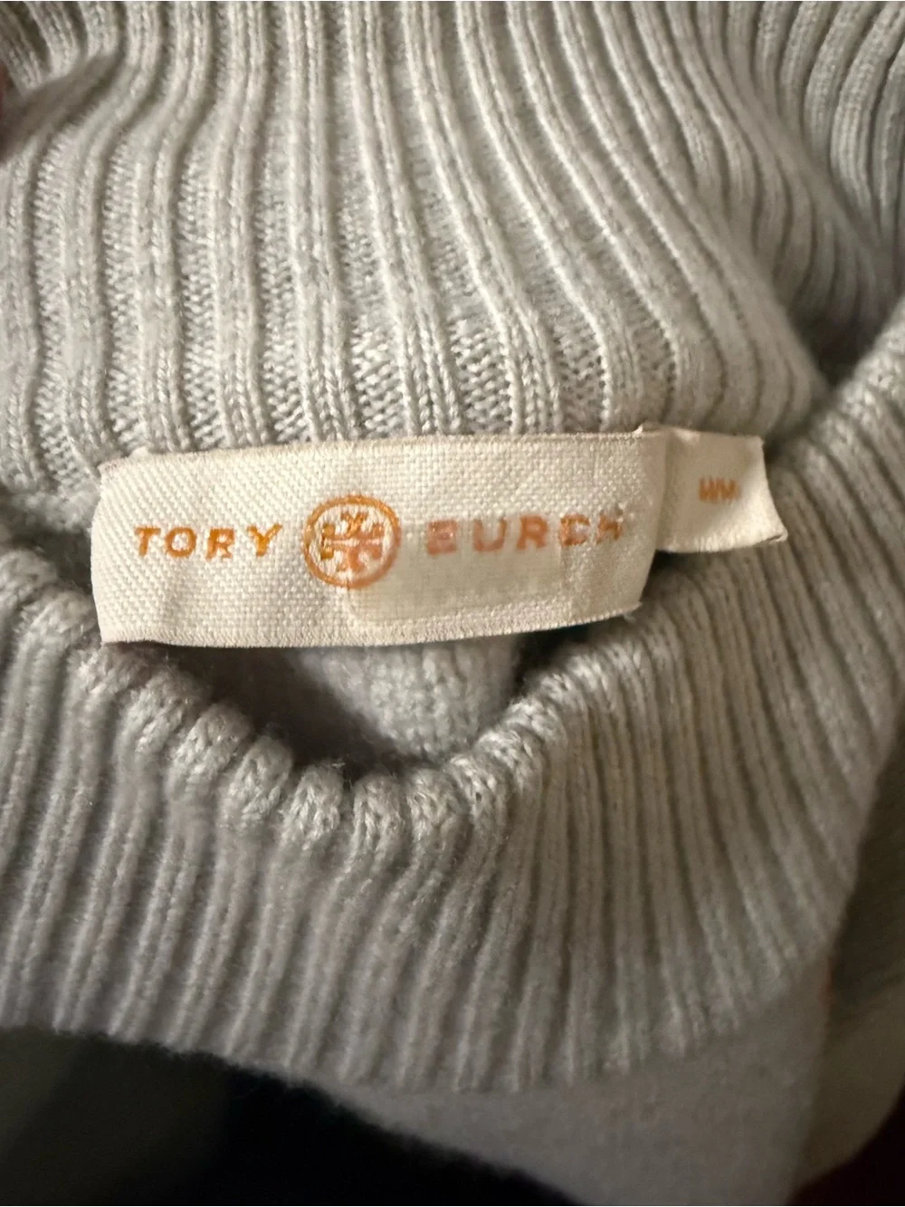 Tory Burch Light Gray Polka-Dot Turtleneck Sweater with Multicolor Dots
